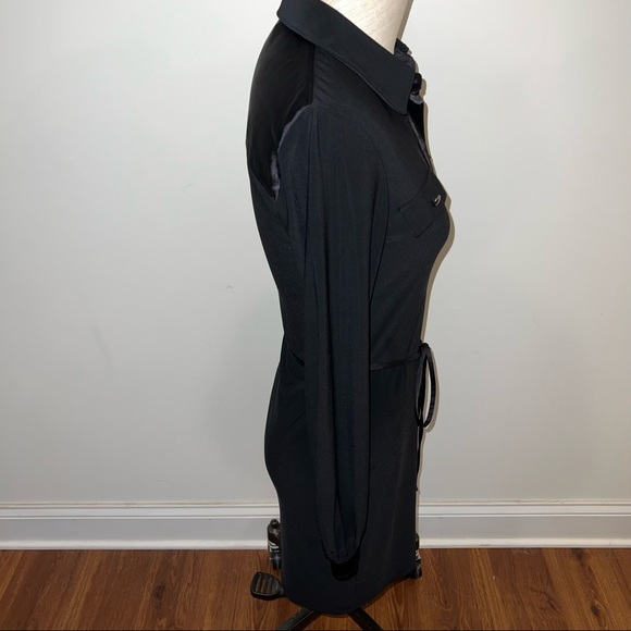 White House Black Market WHBM Long Sleeve Satin-Trim Shirt Dress XXS - Picture 7 of 10